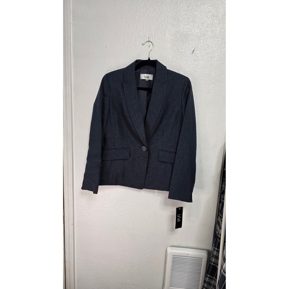 Le Suit Blazer Womens Size 4 Denim Blue NEW